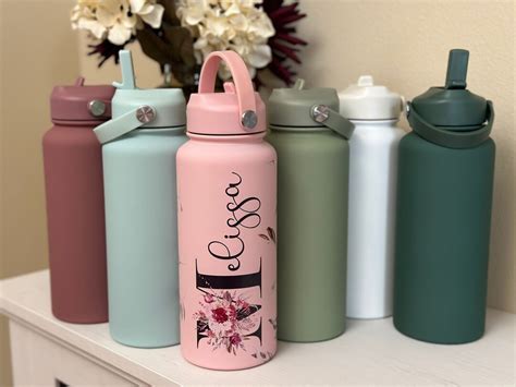 Personalized 32 Oz Bottle With Handle, Flip Top Lid Water Bottle - Etsy