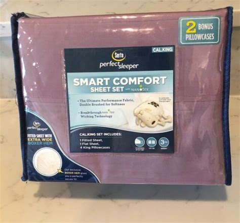 SERTA PERFECT SLEEPER SMART COMFORT SHEET SET WITH NANOTEX CAL KING NIP~PURPLE | eBay