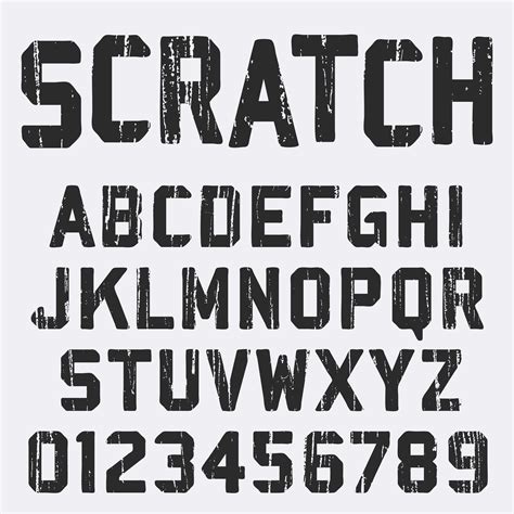 Scratched alphabet font template 683899 Vector Art at Vecteezy