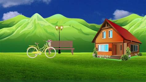 Animasi Pemandangan Rumah Pegunungan||LandscapeAnimation Background||free to download||no copy ...