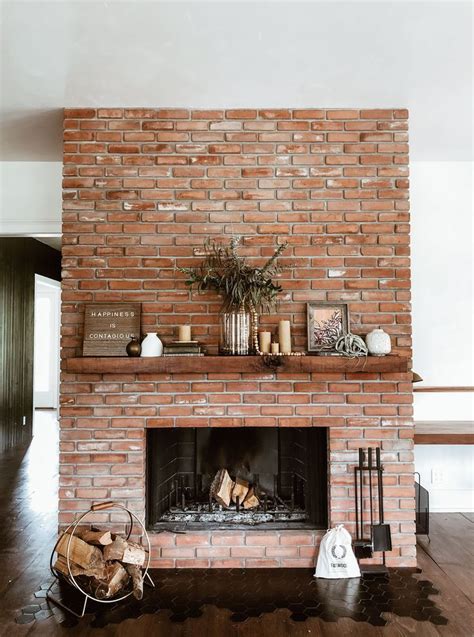 This Living Room Before and After Features a 100-Year-Old Mantel | Rustic fireplace mantels, Red ...