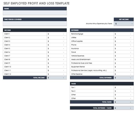 Simple Profit And Loss Template