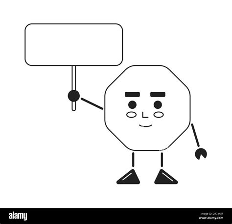 Hex nut little guy holding blank sign monochromatic flat vector character Stock Vector Image ...