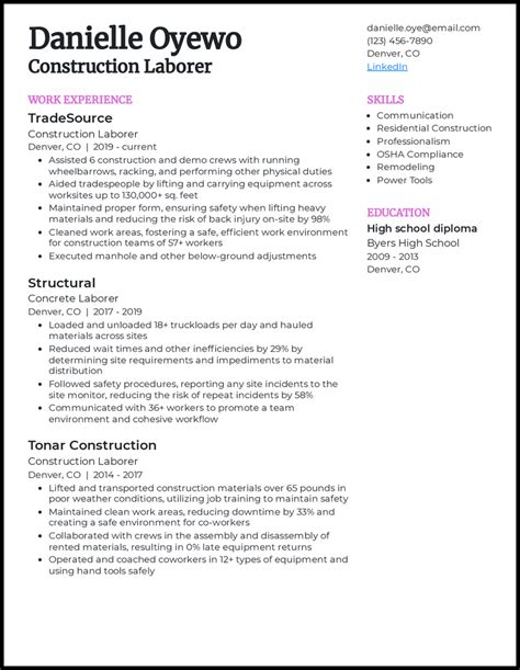 9 Construction Worker Resume Examples for 2025