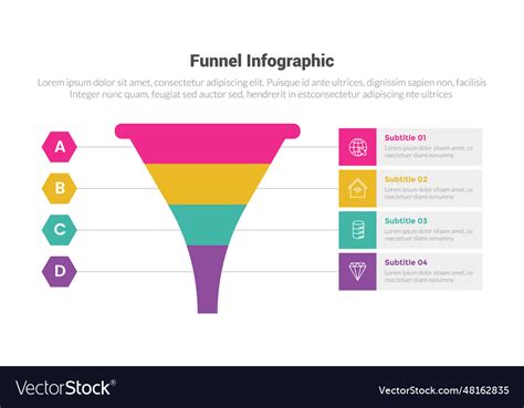 Funnel shape infographics template diagram Vector Image