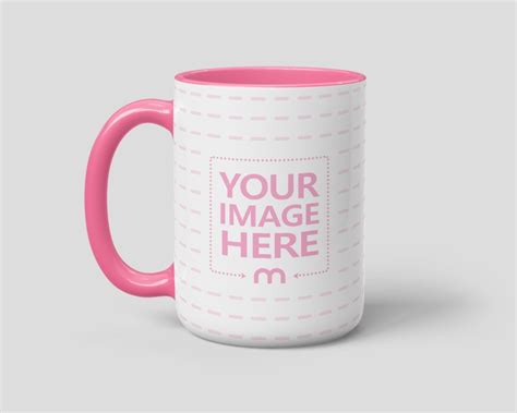 Pink Accent 15 oz Mug Mockup Template - Mediamodifier