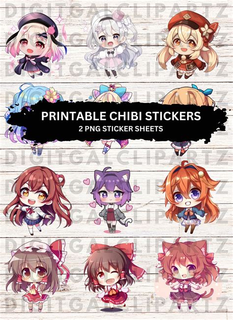 Cute Chibi Anime Girls Printable Stickers PNG Download Digital Designs Print and Cut 0211 - Etsy