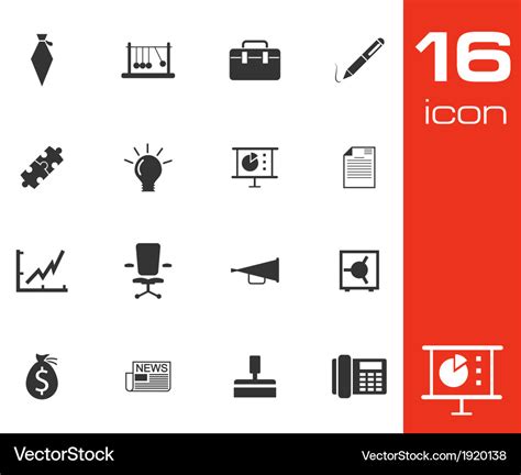 Black business icons set on white background Vector Image