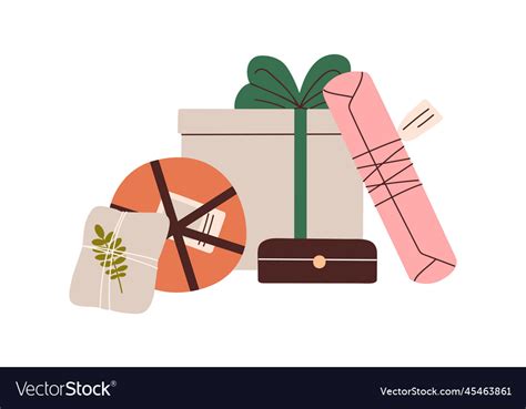 Gifts present boxes in festive paper wrappings Vector Image