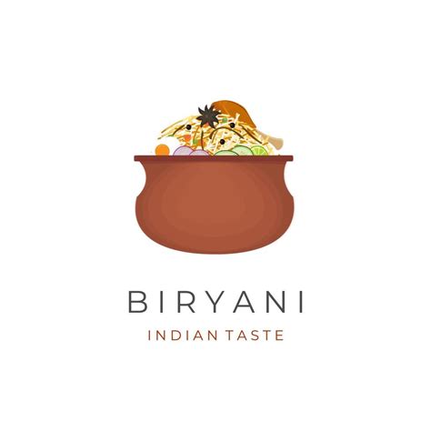 Indian Biryani Rice Vector Illustration Logo Served In A Clay Pot ...