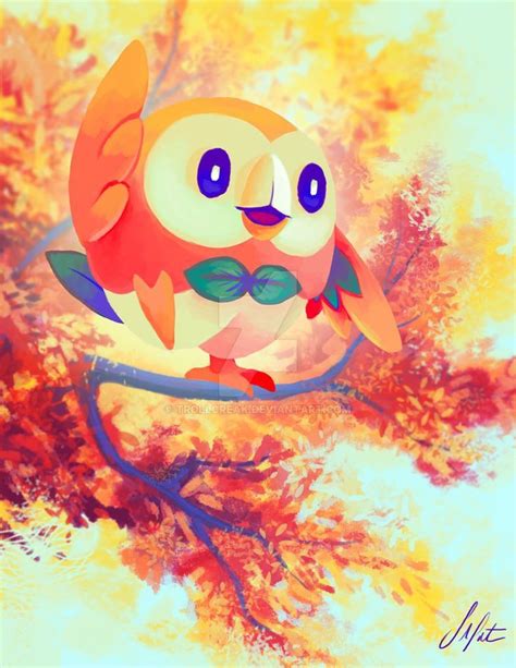 rowlet fan art from deviantart 💚 Love the colors in this pokemon fan ...