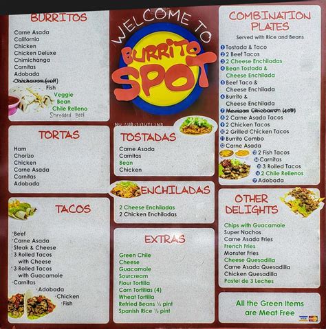 Burrito Spot Menu (Updated March 2024)