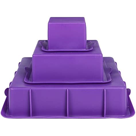 Webake Square Cake Pan Set Silicone Mold Baking Pans 3 Tier Layer Tin ...