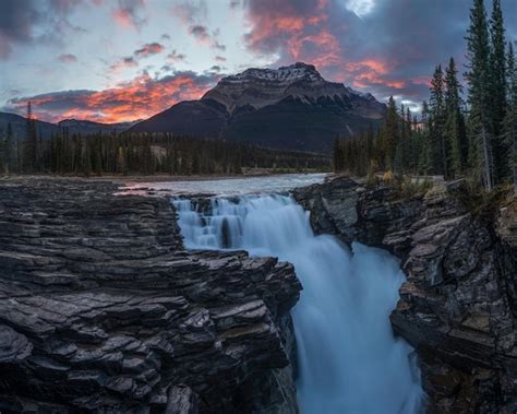 Premium Photo | Athabasca falls at sunrise