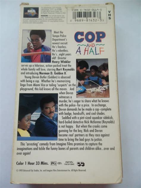 COP AND A HALF (VHS) BURT REYNOLDS, NORMAN D GOLDEN II (COMEDY/ACTION ...