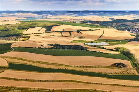 Aerial View of a Beautiful Landscape with Vineyards in South Moravian Region in Czech Republic ...