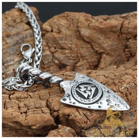 Stainless Steel Gungnir Amulet with Valknut & Runes | Viking pendant, Viking symbols, Norse jewelry