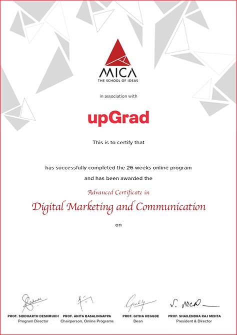 Advanced Certificate in Digital Marketing and Communication | MICA, upGrad