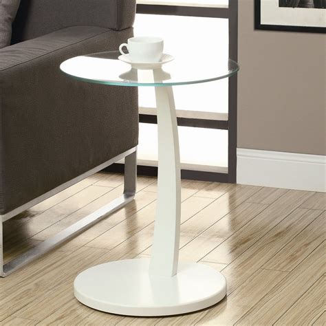 Shop Monarch Specialties White/Glass Round End Table at Lowes.com