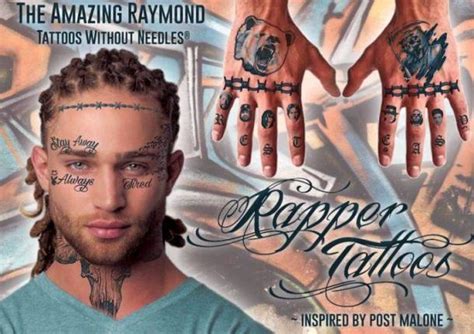 Lil Peep Post Malone Tekashi 69 Rapper Tattoos | Sheet Tattoos | temporary tattoos guru