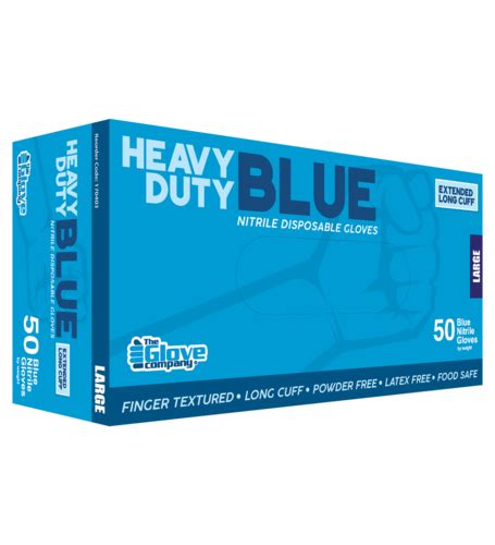 Heavy Duty Blue Nitrile Gloves LARGE - TGC