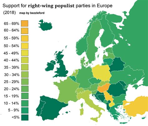 Support for right-wing populist parties in Europe,... - Maps on the Web