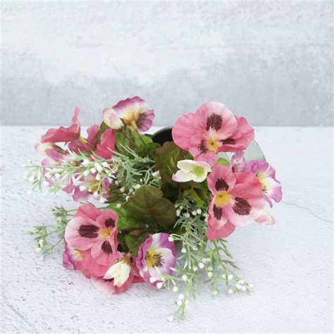 Artificial Pink Garden Flower Pansy Bouquet By Abigail Bryans Designs