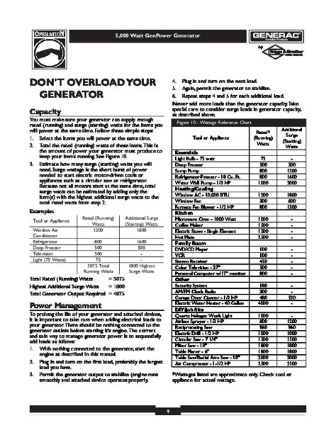 Generac 5000 Generator Owners Manual