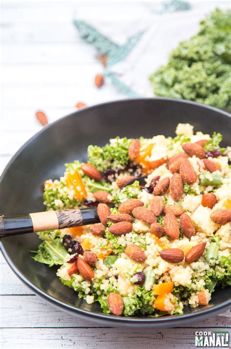 Quinoa Kale Salad with Sriracha Almond - Cook With Manali