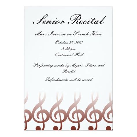 Senior Music Recital 5x7 Paper Invitation Card | Zazzle