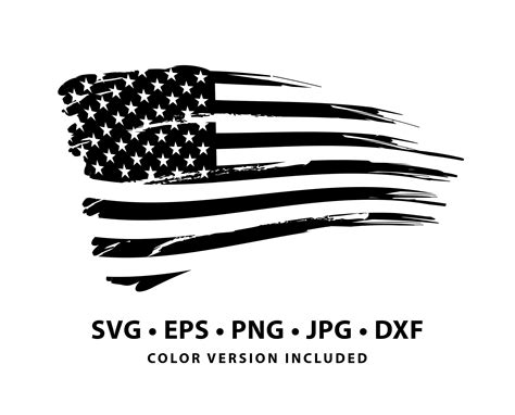 Black Distressed American Flag SVG