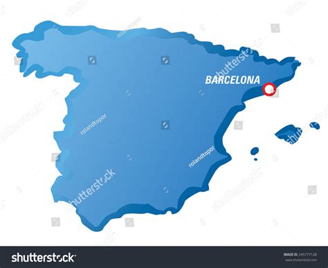 Vector Drawing Map Spain Barcelona Stock Vector (Royalty Free ...