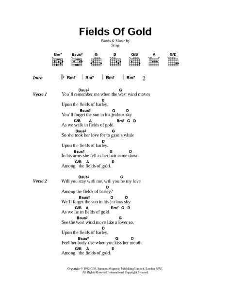 Fields Of Gold by Sting - Guitar Chords/Lyrics - Guitar Instructor