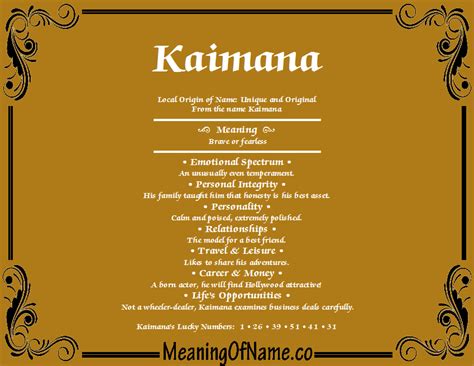 Kaimana - Meaning of Name