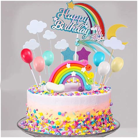 Cake Topper Torta Unicorno Kit Palloncino Buon Compleanno Banner Decorazione Torta Unicorno ...