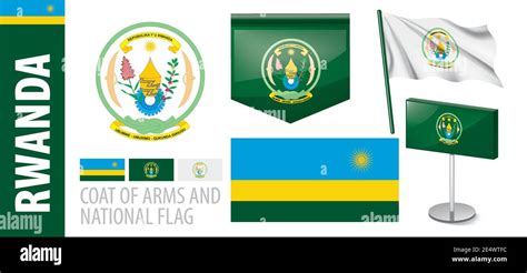 Vector set of the coat of arms and national flag of Rwanda Stock Vector Image & Art - Alamy