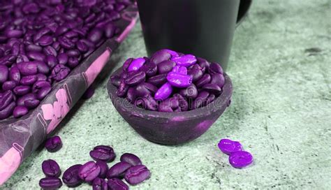 Coffee Beans on a Table and in a Small Clay Pot Stock Image - Image of ...