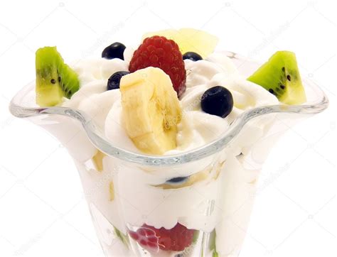 Fruit salad with whipped cream — Stock Photo © IngridsI #2282901