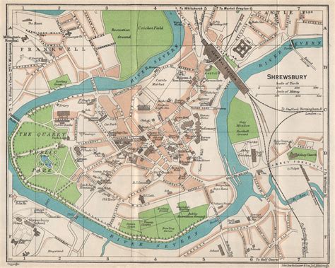 SHREWSBURY. Vintage town city map plan. Shropshire 1950 old vintage chart