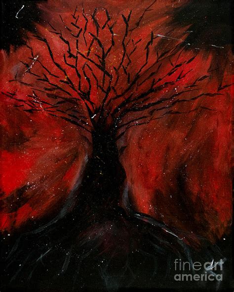 Fire Tree Painting by Katy Lord Nguyen | Fine Art America