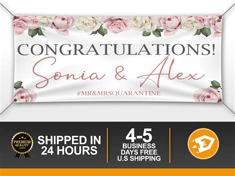 Congratulations Banner, Wedding Banner, White Floral Congratulations Vinyl, Backdrop Outdoor by ...