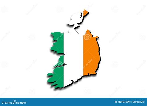 Outline Map of Ireland with the National Flag Stock Illustration ...