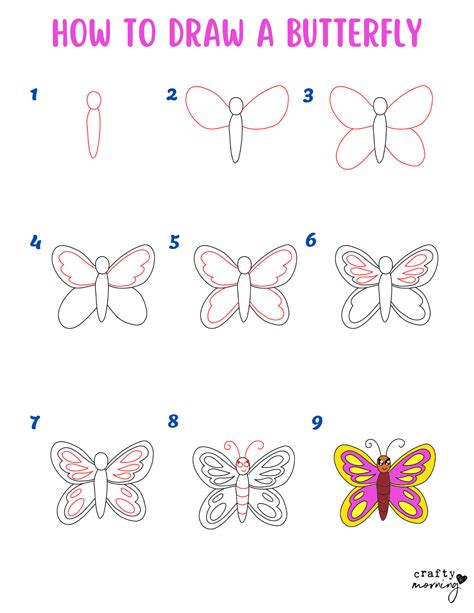 How to Draw a Butterfly (Easy Step by Step) - Crafty Morning