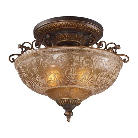 Titan Lighting 3-Light Golden Bronze Ceiling Semi-Flush Mount Light-TN-10129 - The Home Depot