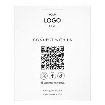 QR Code Logo Social Media Business Flyer | Zazzle