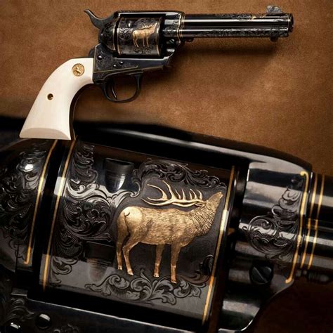 Elk pistol engraved Colt Single Action Army, Single Action Revolvers ...