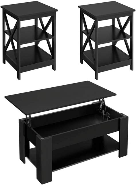 Modern Living Room 3 Pieces Table Sets Lift Top Coffee Table and End Table Sets for Home and ...