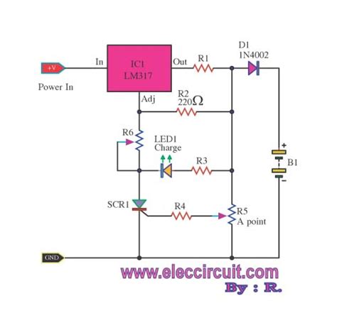 4 Lead acid battery charging circuit using LM317