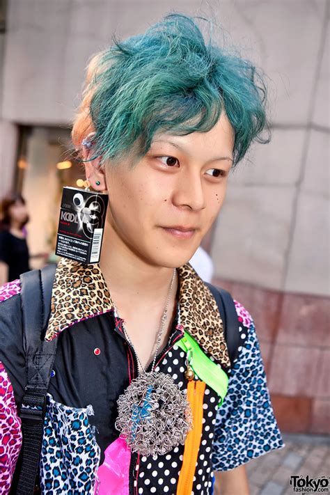 Japanese Guy w/ Blue-Green Hair, Cigarette Box Earring & Drop Crotch ...