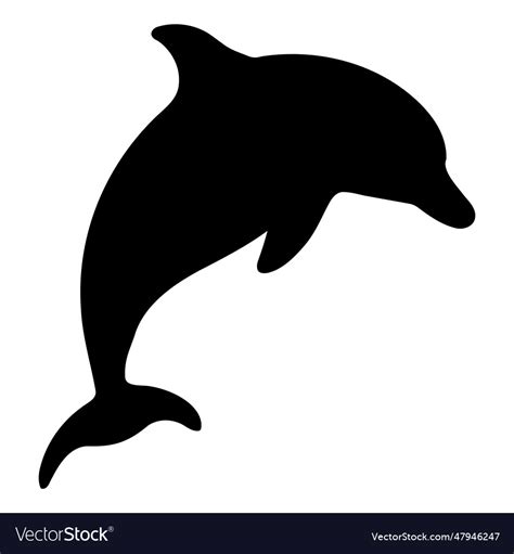 Jumping dolphin silhouette isolated Royalty Free Vector